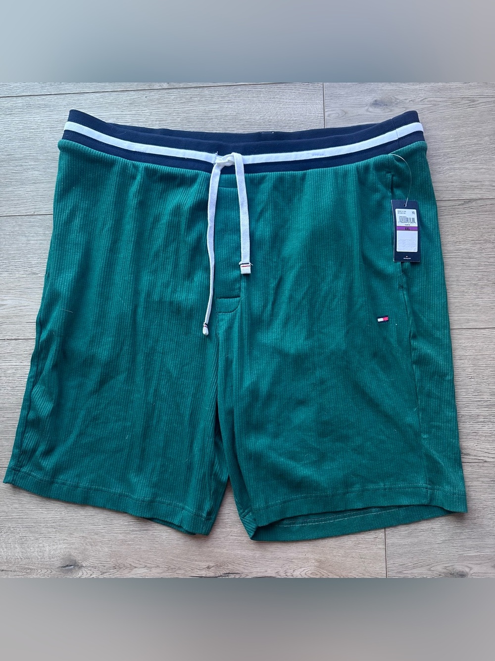 Tommy Hilfiger Men’s XXL Green Ribbed Sleep Lounge Shorts NWT Cotton Drawstring